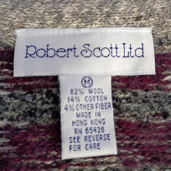 100% Wool Vintage Fair Isle Cardigan Vest M Nordic Academia Old Money Sweater - Picture 5 of 7